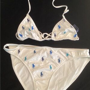 Ralph Lauren White Bikini with Logo Accents